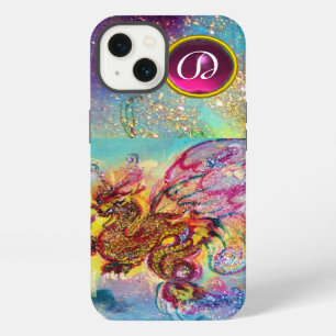 ZEE DRAGON ROZE PAARSE EDELMETAAL STENEN MONOGRAM iPhone 13 HOESJE