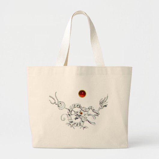 ZEE DRAGON RUBY, zwart-wit rood Grote Tote Bag (Voorkant)