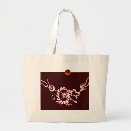 ZEE DRAGON RUBY, zwart-wit rood Grote Tote Bag (Voorkant)