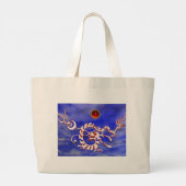 ZEE DRAGON RUBY, zwart-wit rood Grote Tote Bag (Achterkant)