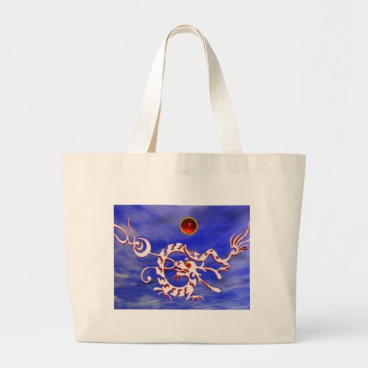 ZEE DRAGON RUBY, zwart-wit rood Grote Tote Bag (Voorkant)