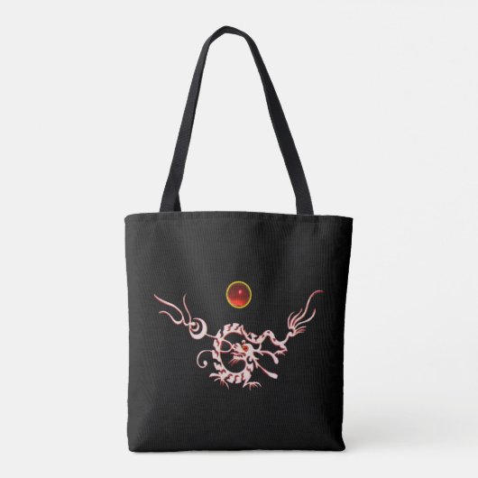 ZEE DRAGON RUBY, zwart-wit rood Tote Bag (Achterkant)