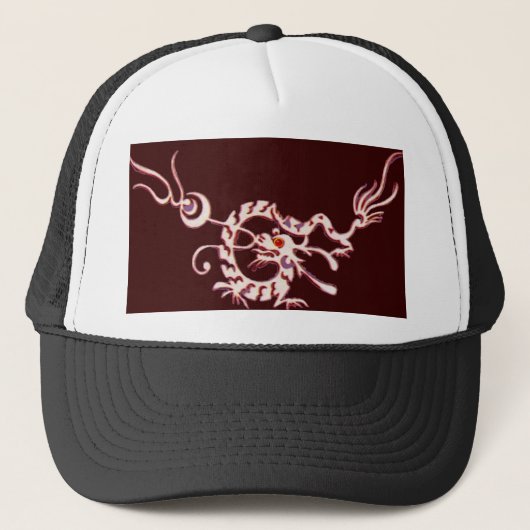 ZEE DRAGON RUBY, zwart-wit rood Trucker Pet (Voorkant)