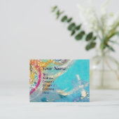 ZEE DRAGON WINGS, Blauwe Zwemmen, gele roze paars Visitekaartje (Staand voorkant)