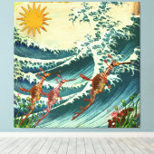 Zee draken ruw watercanvas canvas afdruk (Insitu (Houten vloer))