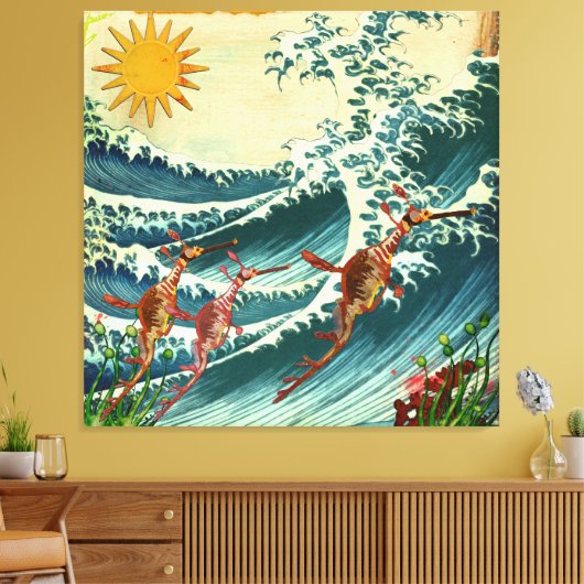 Zee draken ruw watercanvas canvas afdruk (Insitu (Woonkamer))