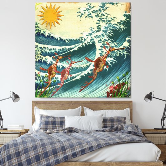 Zee draken ruw watercanvas canvas afdruk (Insitu (Slaapkamer))