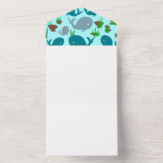 Zee Dream Handgetekende Baby Invitations Ocean Zee All In One Uitnodiging (Binnen)