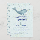 Zee Eenhoorn Narwal waterverf 1e verjaardag Kaart (Voorkant / Achterkant)