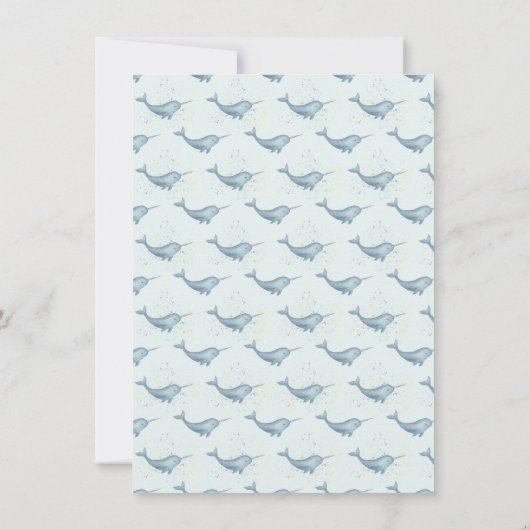 Zee Eenhoorn Narwal waterverf 1e verjaardag Kaart (Achterkant)