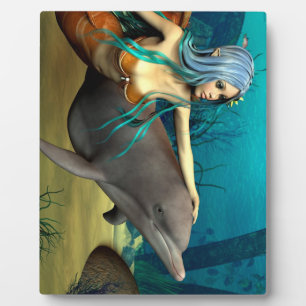 Zee-elf Zeemeermin en Dolfijn Fantasy Kunst Fotoplaat