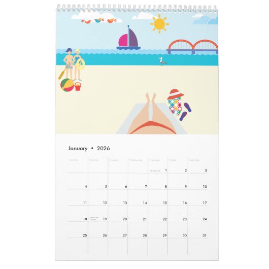 Zee- en batchkalender kalender (Jan 2026)