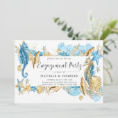 Zee en Beach Summer Wedding Engagement Party Kaart (Staand voorkant)