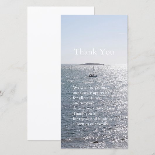 Zee en Boat 4 Sympathie Bedankkaart (Voorkant / Achterkant)