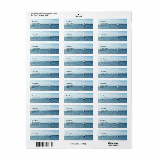 zee- en bootadreslabel etiket (Full Sheet)