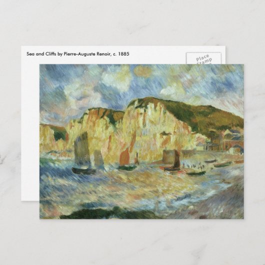 Zee en Cliffs van Pierre Renoir, Kunst Briefkaart (Voorkant / Achterkant)