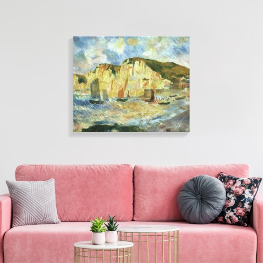 Zee en Cliffs van Pierre Renoir,  Kunst Canvas Afdruk (Insitu (Woonkamer))