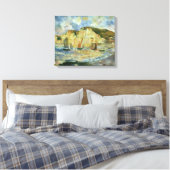 Zee en Cliffs van Pierre Renoir,  Kunst Canvas Afdruk (Insitu (Slaapkamer))