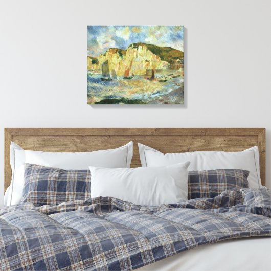 Zee en Cliffs van Pierre Renoir,  Kunst Canvas Afdruk (Insitu (Slaapkamer))