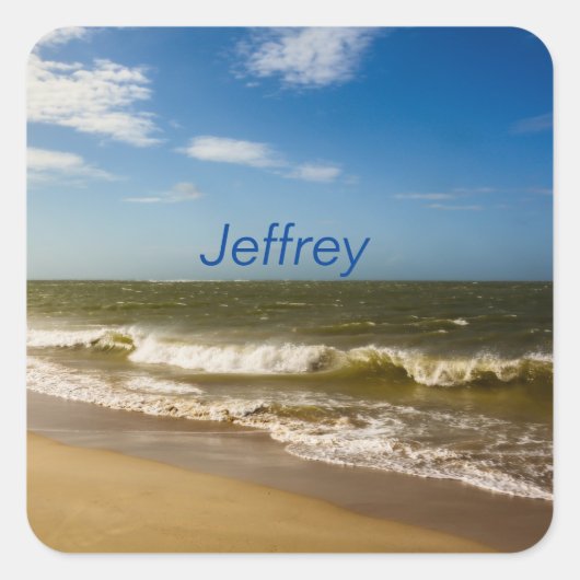 Zee en golven vierkante sticker (Voorkant)