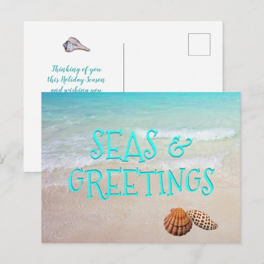 Zee en groeten Strand Kerstkaart Feestdagenkaart (Voorkant / Achterkant)