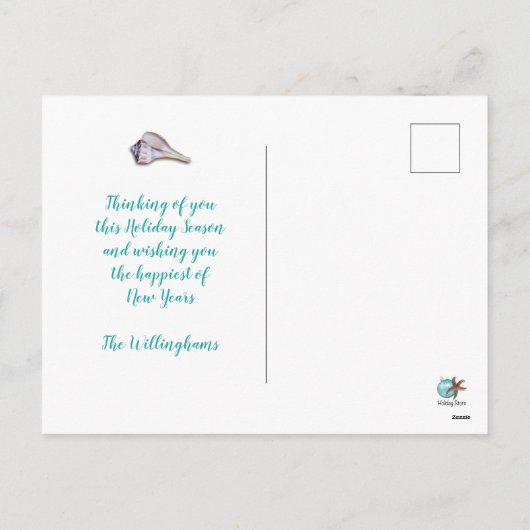 Zee en groeten Strand Kerstkaart Feestdagenkaart (Achterkant)