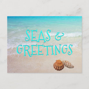 Zee en groeten Strand Schelpen Kerst Ansichtkaart Briefkaart