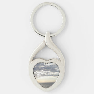 Zee en hemel en wolken - hartketting sleutelhanger