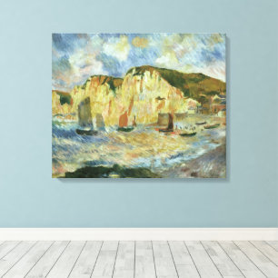 Zee en Kliffen van Pierre Renoir, Vintage Fine Art Canvas Afdruk