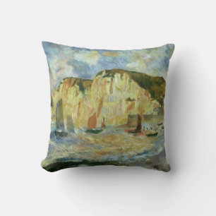 Zee en Kliffen van Pierre Renoir, Vintage Fine Art Kussen