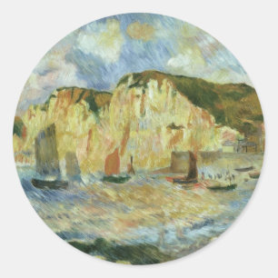 Zee en Kliffen van Pierre Renoir, Vintage Fine Art Ronde Sticker
