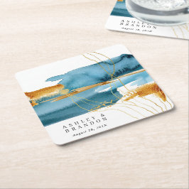 Zee en moderne Waterverf rond Napkin Kartonnen Onderzetters