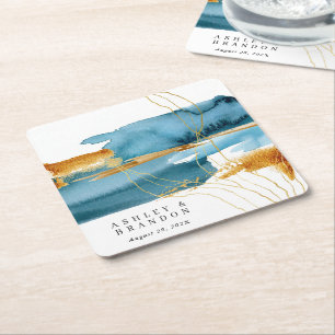 Zee en moderne Waterverf rond Napkin Kartonnen Onderzetters