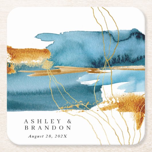 Zee en moderne Waterverf rond Napkin Kartonnen Onderzetters (Voorkant)