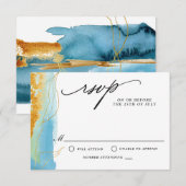 Zee en moderne Waterverf RSVP Kaartje (Voorkant / Achterkant)