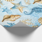 Zee- en oceaanpatroon cadeaupapier (Hoek)