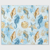 Zee- en oceaanpatroon cadeaupapier (Vlak)