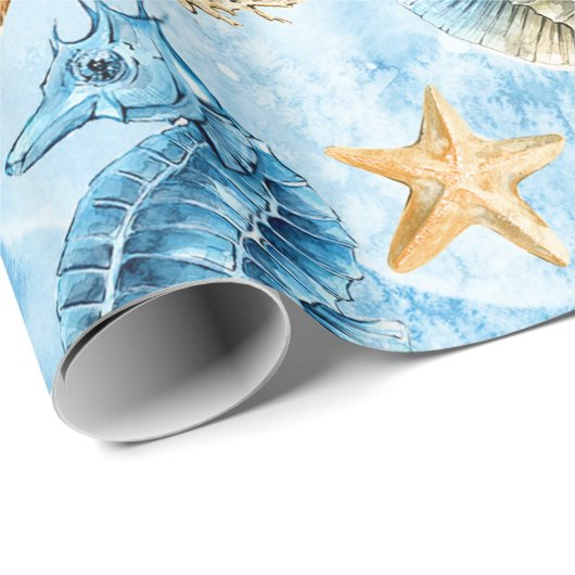 Zee- en oceaanpatroon cadeaupapier (Rol Hoek)