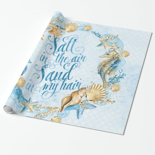 Zee- en oceaanpatroon cadeaupapier (Uitgerold)