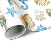 Zee- en oceaanpatroon cadeaupapier (Rol Hoek)