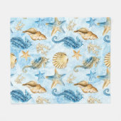 Zee- en oceaanpatroon fleece deken (Voorkant (Horizontaal))