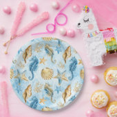 Zee- en oceaanpatroon papieren bordje (Feest)