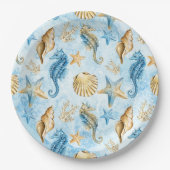 Zee- en oceaanpatroon papieren bordje (Voorkant)