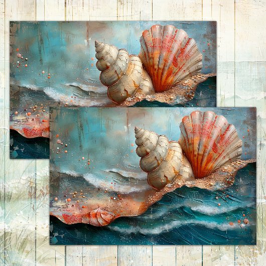 ZEE EN SCHELPEN DECOUPAGE VLOEIPAPIER TISSUEPAPIER