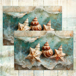 ZEE EN SCHELPEN DECOUPAGE VLOEIPAPIER TISSUEPAPIER