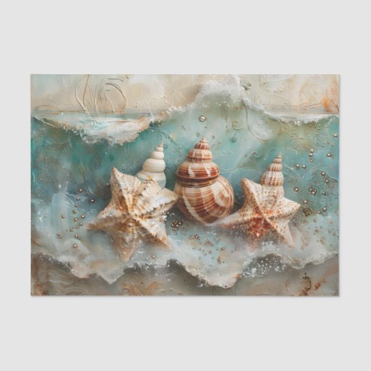 ZEE EN SCHELPEN ONTKOPPELEN TISSUEPAPIER (Voorkant)