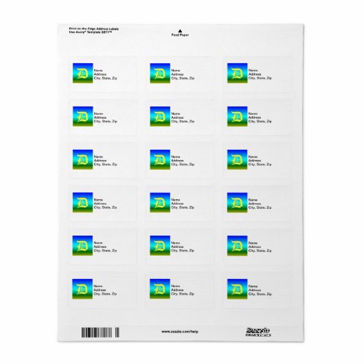 Zee en Sky Blue en Green Gradient Etiket (Full Sheet)