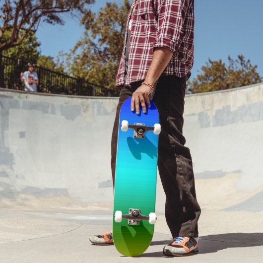 Zee en Sky Blue en Green Gradient Persoonlijk Skateboard (Buiten 2)