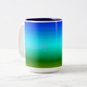 Zee en Sky Blue en Green Gradient Tweekleurige Koffiemok (Voorkant links)