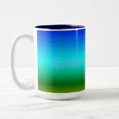 Zee en Sky Blue en Green Gradient Tweekleurige Koffiemok (Links)